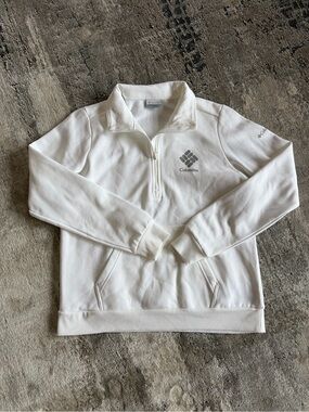 Columbia Women’s White Quarter Zip Pullover Sweatshirt Fleece Lined Size Medium